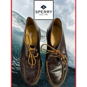 Sperry Gold Cup Captains Crepe Oxford Brown Shoes Size 10